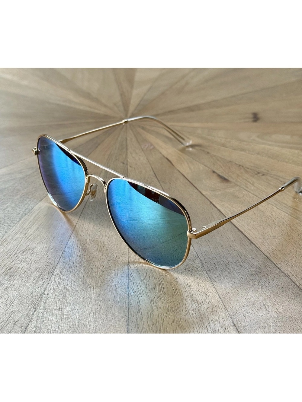 WMP Ellis polarized Aviator Sunglasses, Women’s, Gold Frame, Blue Lens